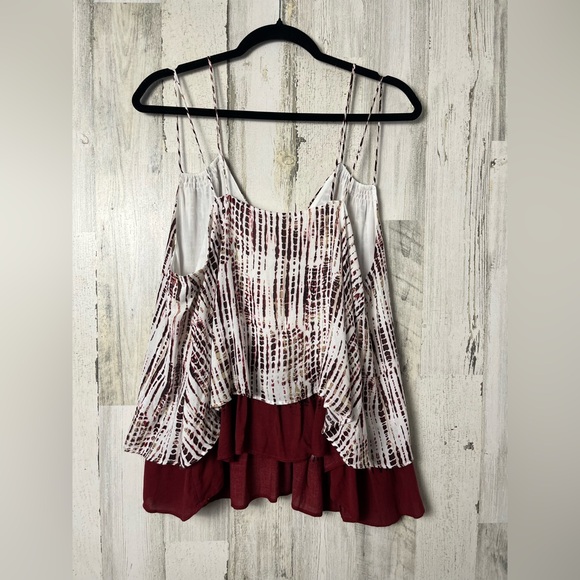 Anthropologie Olivia Burgundy and White Layered Cami NWT Large - Picture 3 of 7